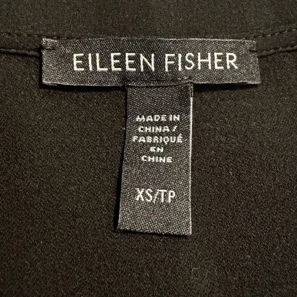 Like new Eileen Fisher Black 100% Silk Minimalist V-Neck Tunic Top XS - Picture 3 of 10